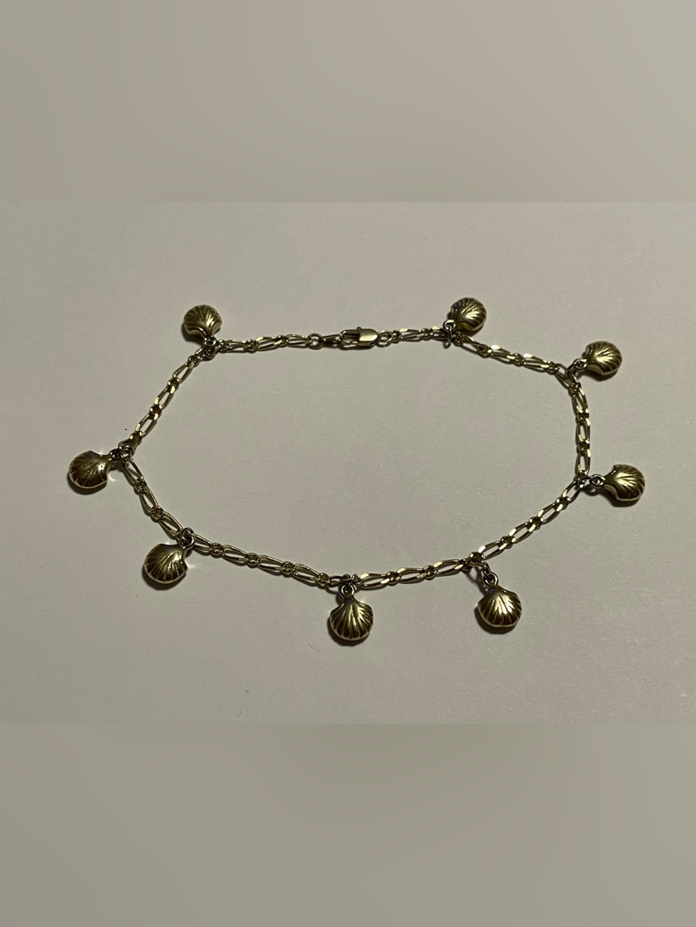 Vintage Gold Tone Shell Charm Ankle Bracelet / Ankle  #6758 👑